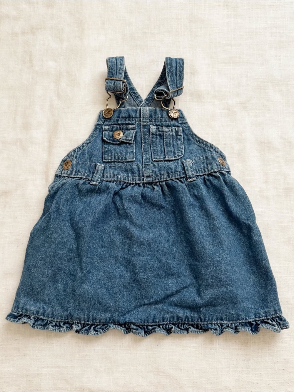 Vintage Arizona Jean Company Denim Overall Dress Baby Girl 6-9 Months
